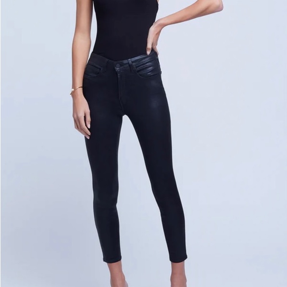 NWT, L’Agence Margot Coated Jean, Size 25, Black Coated